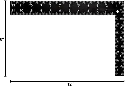 Miniatura 5 de uxcell Regla angular 7.874x11.811 in 8x12 pulgadas métrica doble escala de acero inoxidable de doble cara en forma de L cuadrada 90 grados