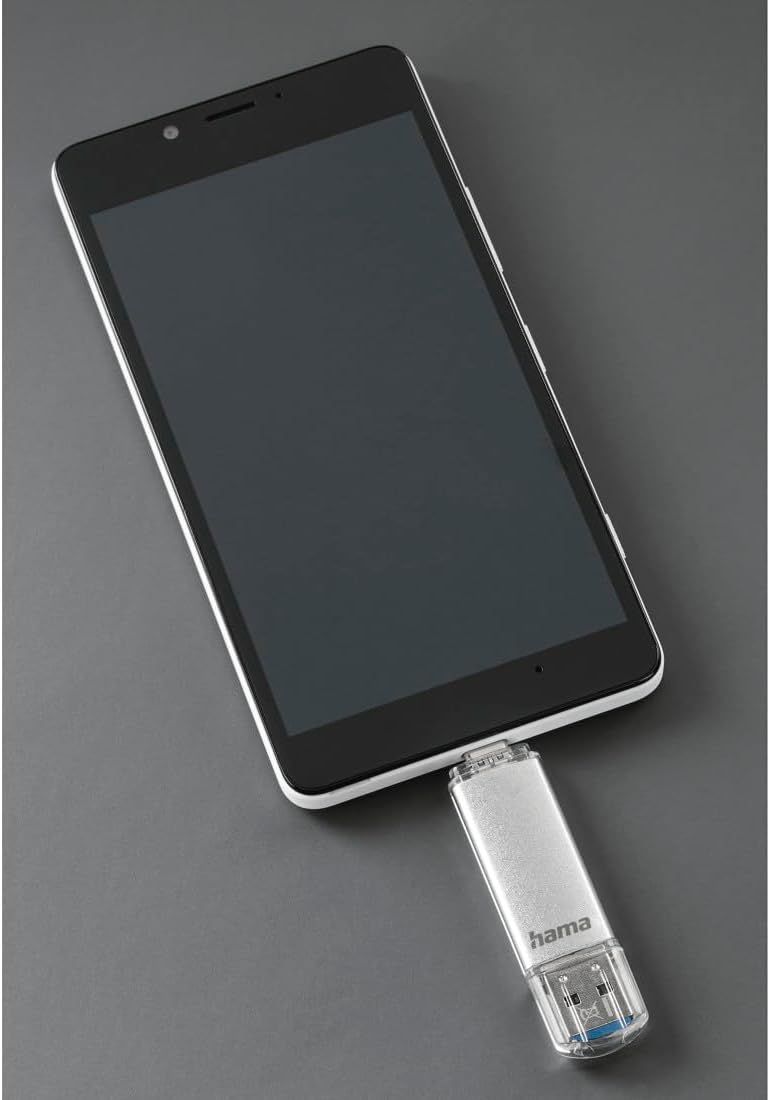 Hama 64Gb USB Flash Drive with USB 3.0 & USB 3.1 Type-C Silver, 00124163
