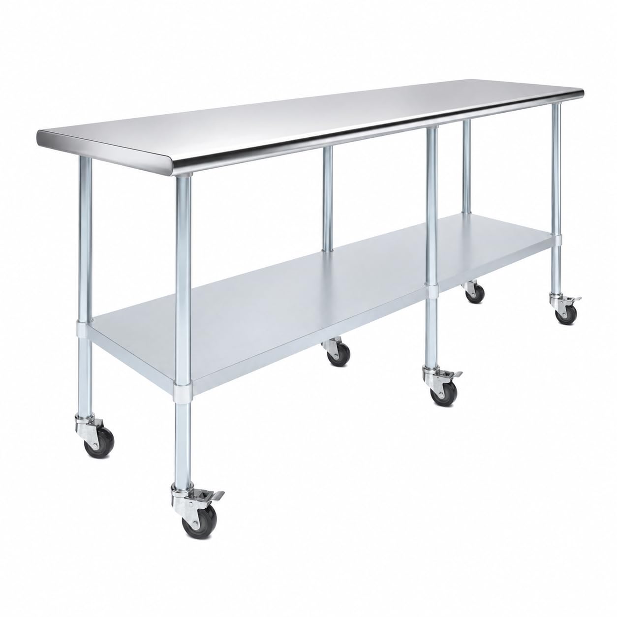 AmGood 84" Long x 24" Deep Stainless Steel Table with Casters