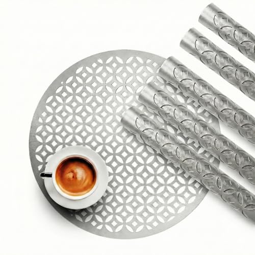 Image of Kuber Industries Leather Round Table Mats Set of 6 | Reusable and Washable Dining Table Mat for Party, Wedding and Family Functions | Silver