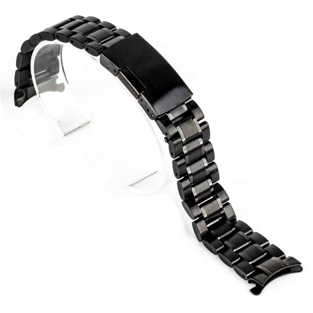 Bracelet montre acier noir incurvé 18mm idéal pour passer du bureau aux soirées chic