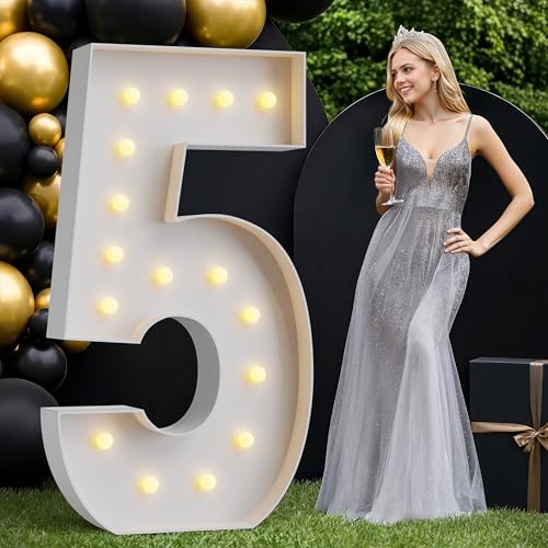 Tongjoy Marquee Numbers 5 Feet Tall Large Light up Numbers 5 for Decor