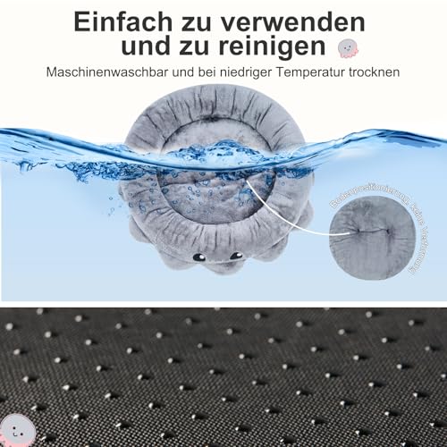 Jiupety süße, beruhigende Hundebetten für große und extra-Hunde, Angstpolster, Octopus-Form, Grau, XL, Boho, rundes Haustierbett mit abnehmbarer Katzenkissen