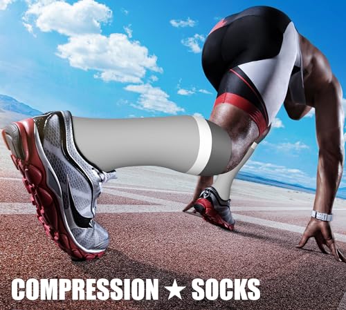 Image of CHARMKING Compression Socks for Women & Men, 4 Pairs, Travel Nurse Athlete | Graduated 10-15mmHg compression, soft stretch fabric, boost blood circulation, relieve leg swelling, ideal for travel, nurses