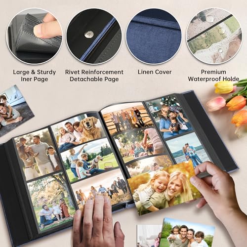 DazSpirit Großes Fotoalbum Einsteckalbum für 1000 Fotos (10x15 cm) - Leinenbindung, Personalisierbar, Ideal für Familie, Hochzeiten, Reisen & Baby-Erinnerungen, Fotobuch zum Einstecken, Schwarz