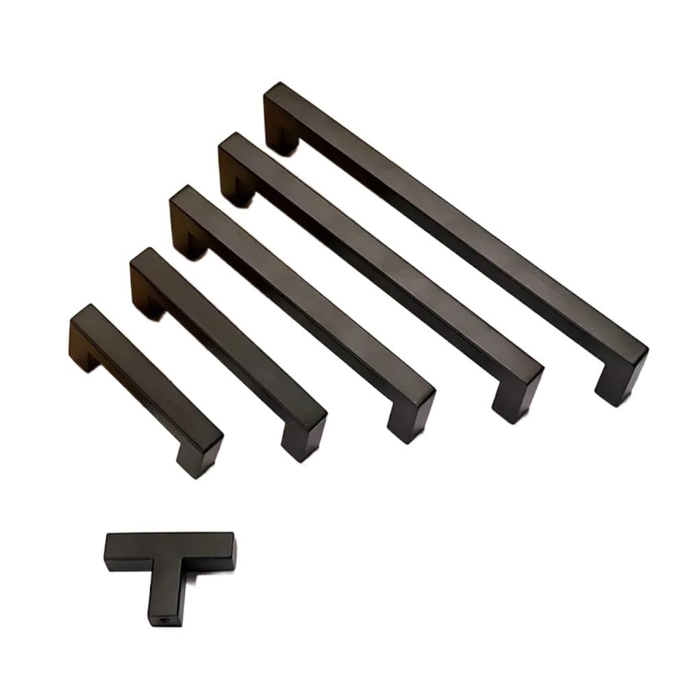 Gyttderfl 64Mm Kitchen Handles 1Pcs Black Cabinet Handle Square Furniture Hardware Stainless Steel Kitchen Door Knobs Cupboard Wardrobe Drawer Pulls(64Mm)