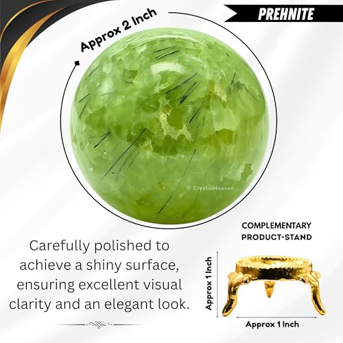 Image of Certified Prehnite Crystal Ball for Meditation - Premium Crystal Vastu Items for Home and Feng Shui Items for Good Luck - Ideal for Pooja Supplies and Spiritual Practices (2 inch Inch)