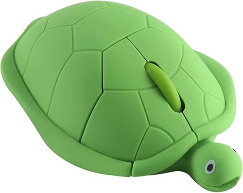 Miniatura 1 de YOCUNKER Mouse inalámbrico de 2.4 GHz con forma de tortuga, lindo diseño de animales, tamaño M, silencioso, clic USB, mouse óptico ligero, lindo