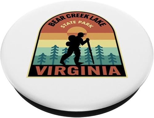 Miniatura 2 de Bear Creek Lake State Park Virginia Retro Hiking PopSockets Swappable PopGrip