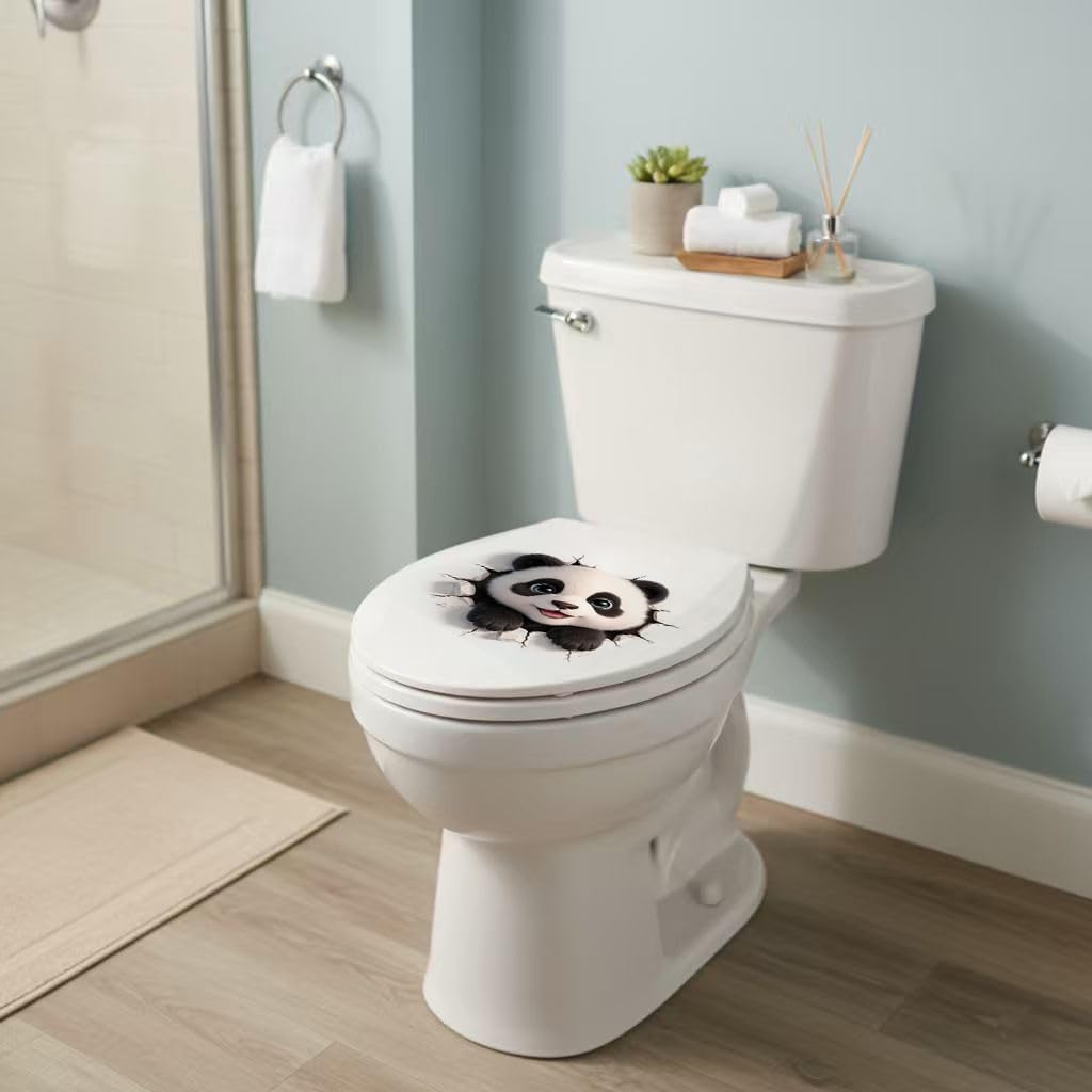 1 PCS Cute Panda Sticker for Bathroom Toilet Lid Wall Decals 11.4x11.4In image 5