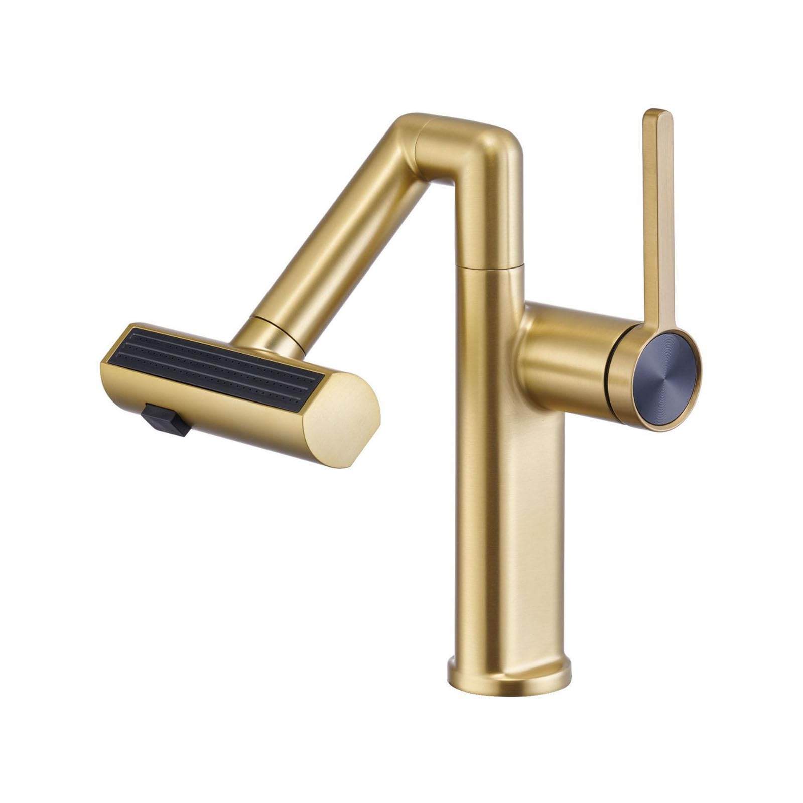 ASerZenith Single Handle Basin Faucet Swivel Spout,Hot And Cold Water Bathroom Sink Faucet,Brass Vessel Sink Faucet Mixer Tap(A:Brushed Gold)