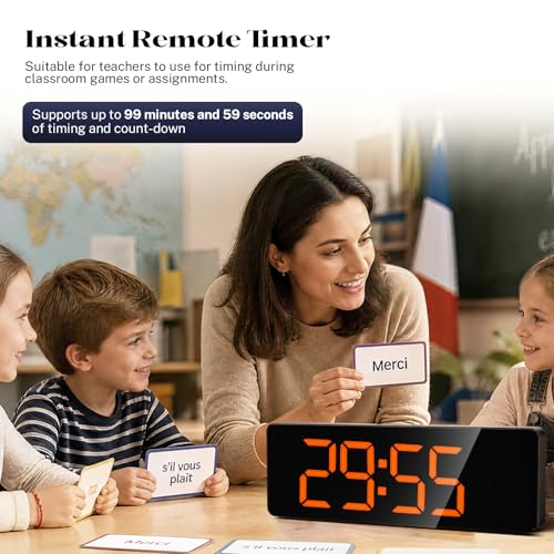 Image of Digital Wall Clocks,16 inch Large Display LED Digital Clock with Remote Control,LED Wall Clock with 8 RGB Color Night Light,Alarm,Date,Week,Temp,DST for Living Room & Office