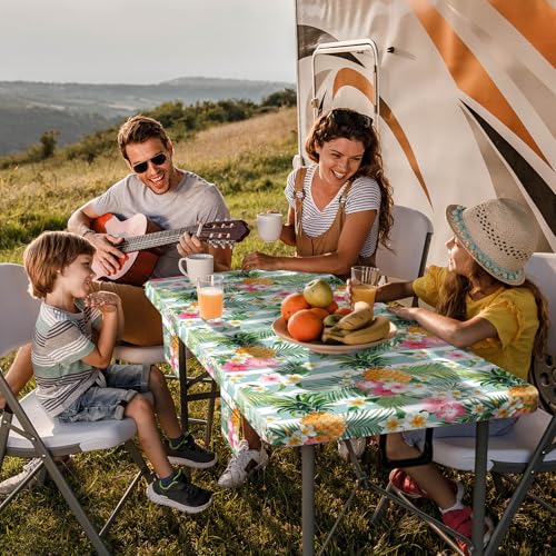 3 Piece Picnic Table Cover with Bench Covers Elastic Fitted Heavy Duty Camping Table Cloths for 8Ft Tables Camper Travel Trailer Must Haves Motorhome Garden Organization Moms Dads Kids Gift