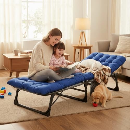 Image of ABORON Camping Cot for Adult Extra Wide, Heavy-Duty 1200D Oxford Cot for Sleeping, Portable Folding Camp Bed with Mat