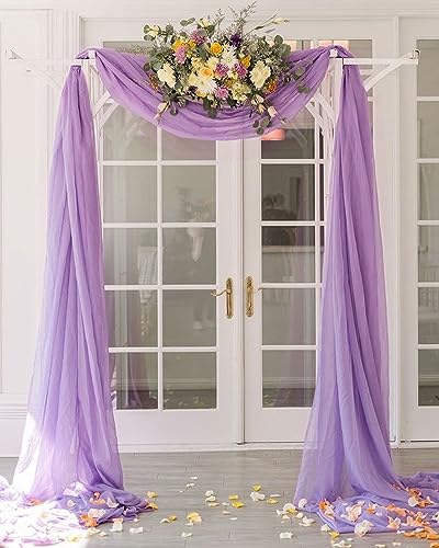 FUHSY Cortinas de arco de boda de lavanda, tela transparente para ceremonia de boda, 20 pies, 1 panel de gasa para arco de boda, telón de fondo rústico, decoración de arco de boda, cortinas