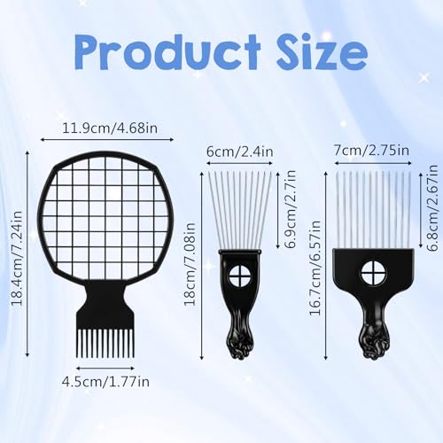 3 Peines Pick para Pelo Rizado y Trenzas miniatura 2