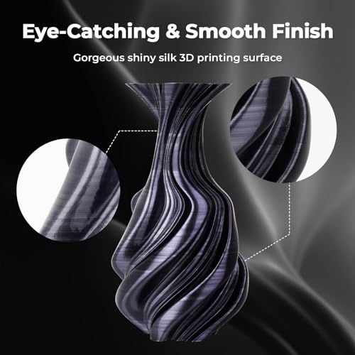 Image of AMOLEN Silk PLA 3D Printer Filament, Dual Color Black Silver PLA 1.75mm, Shiny Color Change Filament 3D Printing PLA Filament for Most FDM 3D Printer, 1kg Spool(2.2lbs)
