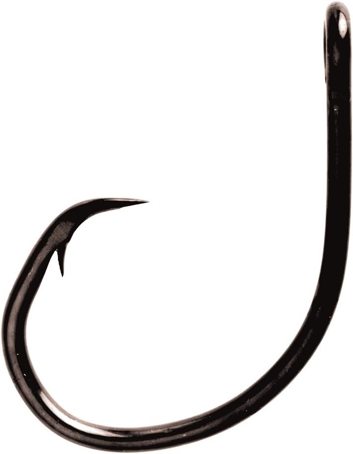 Eagle Claw L2004UH-13/0 Lazer Circle Sea Mid Wire Non Offset Hook, Platinum/Black Finish