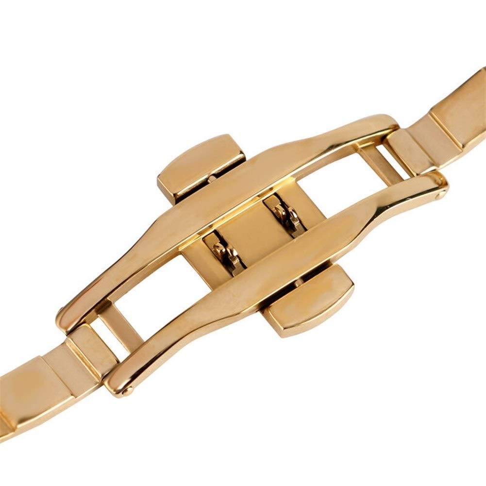 uhrenarmband aus Edelstahl, 18/20/22 mm, gelbgoldarmband, Druckknopf, versteckter Verschluss, massives verbindungsstück, verstellbar + 2 federstege