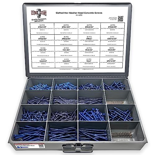 Slotted Hex Washer Head Concrete Screws Assortment - 765 Pieces