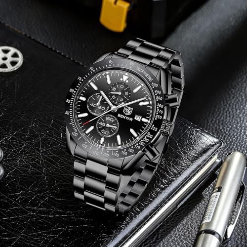 Image of BENYAR Mens Watch Chronograph Analog Quartz Movement Quartz Movement Sports Watch 30M Waterproof with Analog Date Watch Men Retro Street Style Men's Watch