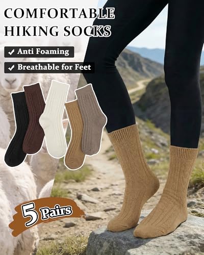 Image of Loritta Wool Socks for Women, Winter Warm Hiking Boot Socks Gifts