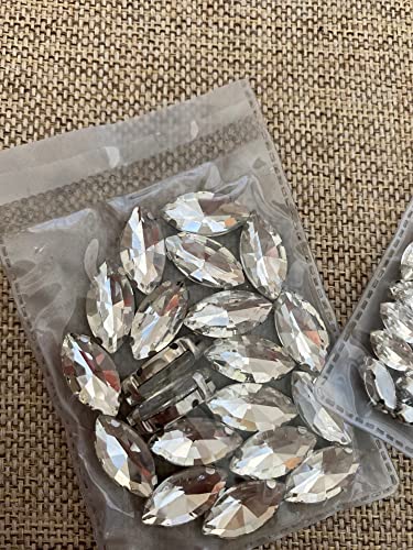 Image of 7X15Mm Clear White Horse Eye Shape Crystal Flatback Sew On Rhinestones Diy Embroidery Material Embroidery Kit 90Pcs
