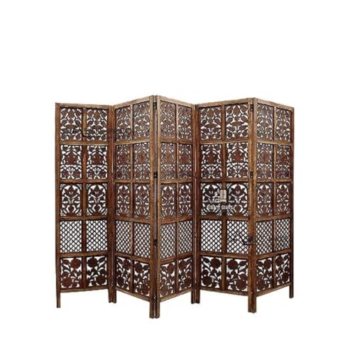 Image of Classic Wood and Craft Wooden Room Divider Partition for Living Room, Privacy Partition, Partition Wall, Divider for Makeup Studio /Office (5 Panels - Mix Frame Design)