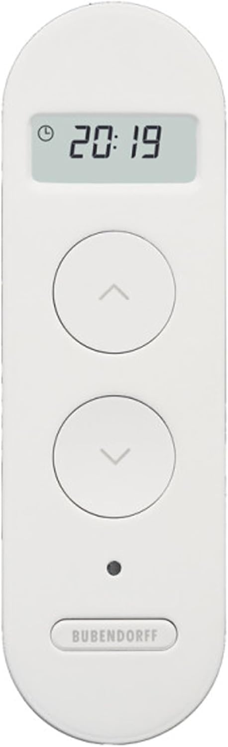 Front view of the Empyr Bubendorff Multi-Channel Remote Control with Clock, showing the digital display set to 20:19.