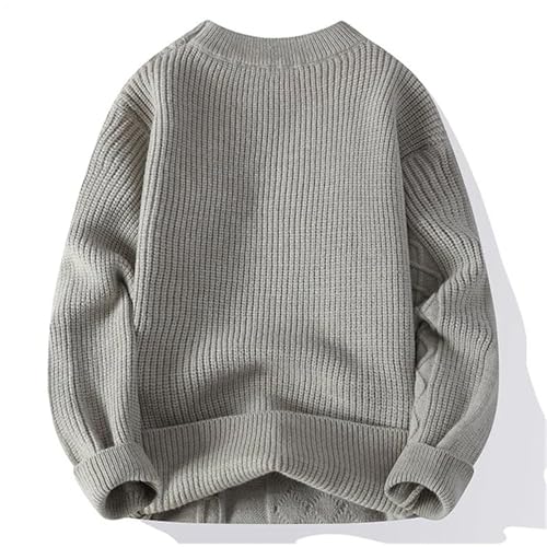 Mokkpeq Men's Thickened Warm Fall Winter Sweater Crewneck Long Sleeve Cable Knit Pullovers Loose Fit Solid Color Casual4