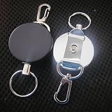 Anti-Diebstahl Anti-verlorene Schlüsselring Schwarzes und silbernes Farben-Metall Keychain Einziehbare Bandspule Keychain für Schlüssel sehr bequem
