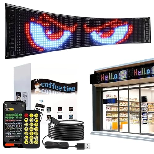 Image of ZADON Flexible LED Matrix Panel | Programmable Display Screen with App & Remote Control | Scrolling Text & Animation LED Board for Shop, Car & Advertising | Multiple Sizes (Extra Large- 90x20 Cm)
