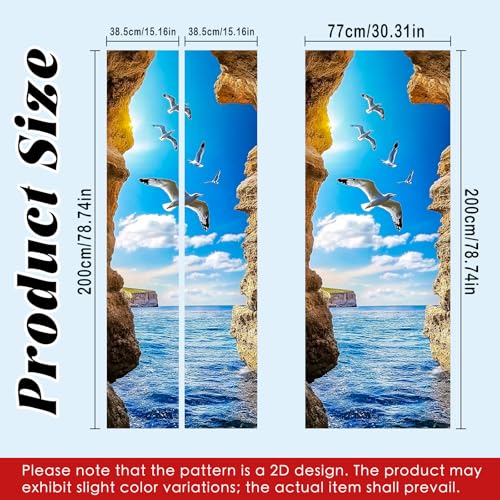 Image of Nuxovilar Coastal Cave Door Stickers Peel Stick PVC 30.3x78.7 in