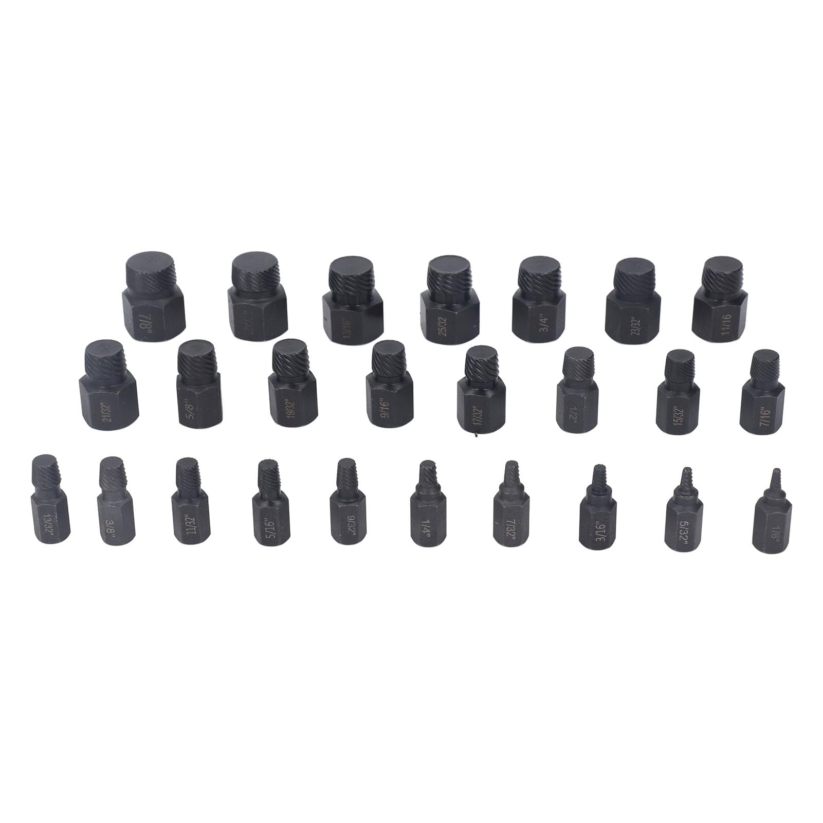 YWBL-WH Juego de Extractores de Tornillos de 25 Piezas Juego de Extractores de Pernos de Cabeza Hexagonal de Acero Cr Mo para Reparación de Eliminación de Pernos y Dañados Rotos Mantenimiento para