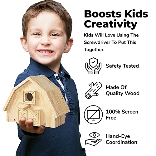 Kraftic Woodworking Building Kit For Kids And Adults, Set Of 3 Educational Diy Carpentry Construction Wood Model Kit Toy Projects For Boys And Girls - Off-Road Vehicle, Flatbed Truck, Barn Birdhouse #TOP2