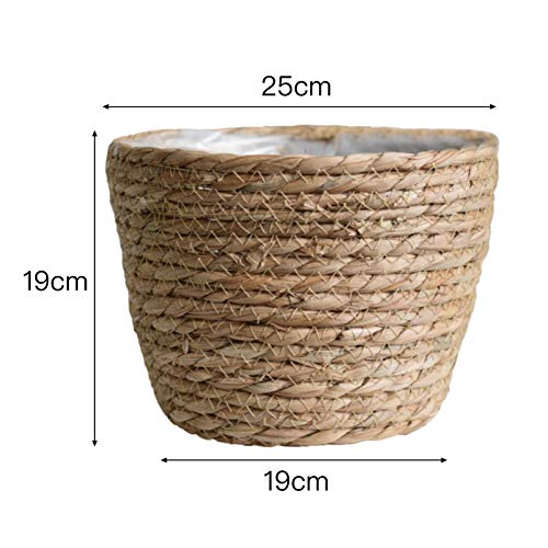 Sangda Seagrass Basket Planters, Flower Pots Cover Storage Basket Plant Containers Hand Woven Basket Planter With Plastic Liners Straw Flower Pot For Indoor Outdoor Plant Flower Pots #TOP6