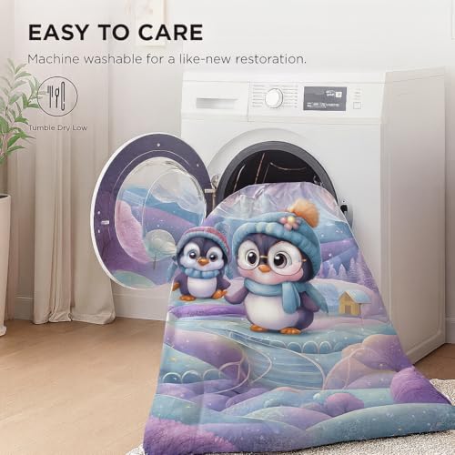 Image of King Size 7D Digital Print Bedsheet - 350 TC Cotton, Kids Friendly Design, Soft & Breathable 180 GSM Fabric, Machine Washable, Gift-Ready Packaging. (108x108 Inches). (Penguin)