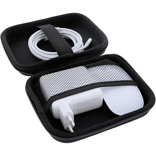 foto-kontor Tasche kompatibel mit Apple Magic Mouse und MacBook Ladegerät Maus Transport Aufbewahrung Schutzhülle Schwarz Wasserabweisend Stoßfest