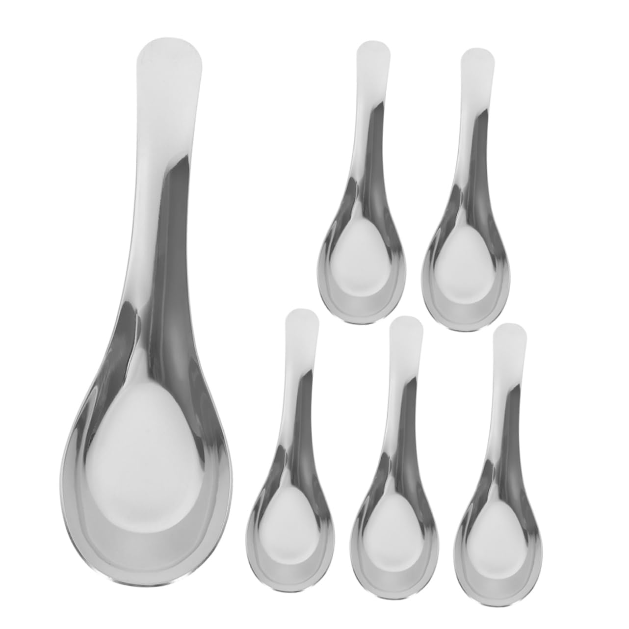 PRETYZOOM 6Pcs Stainless Steel Spoon Set Ergonomic Flat Bottom Design for Easy Stirring and Scooping Heavy Duty Kitchen Utensils for Soup Ramen and Everyday Use Resistant
