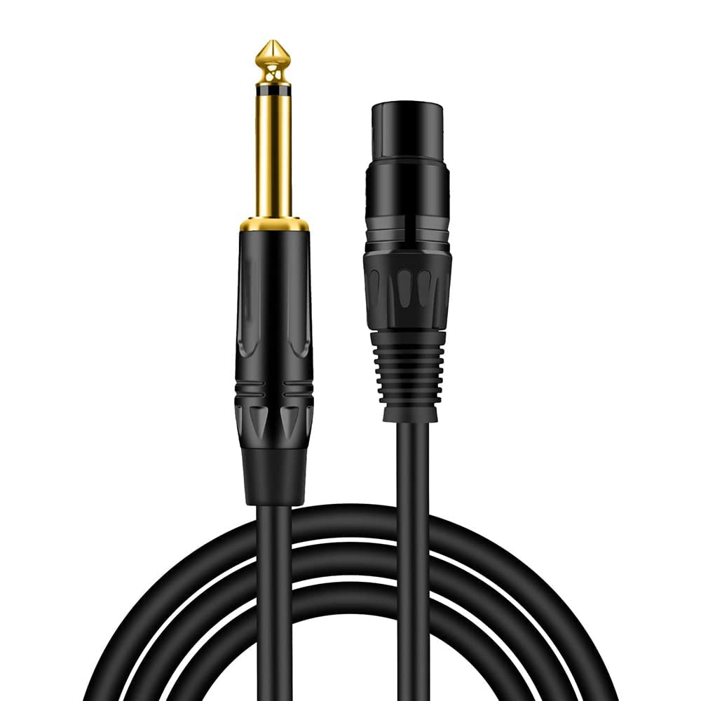 ELECDON XLR to TS 6.35mm (1/4 Inch) Mic Cable, 6FT 3Pin to Quarter Inch Audio Cord, Mono Male to Female Unbalance Interconnect for Microphone, Console, Guitar, Mixer, AMP