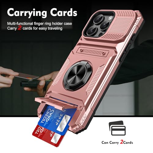 Coque iPhone 15 Pro robuste or rose avec béquille intégrée - 2