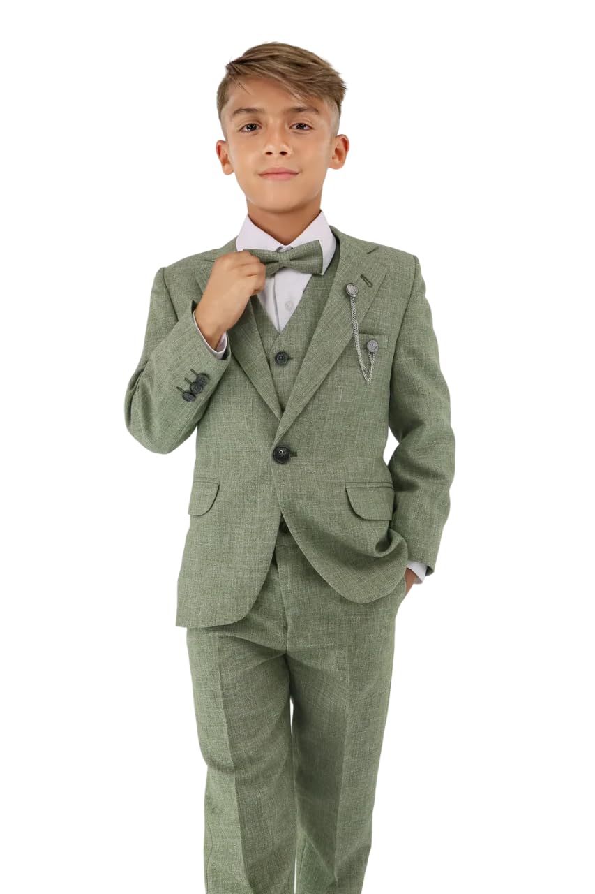 Traje Formal Texturizado de 8 Piezas para niños, Corte Ajustado, para pajes, Bodas, comuniones, de 1 a 16 años