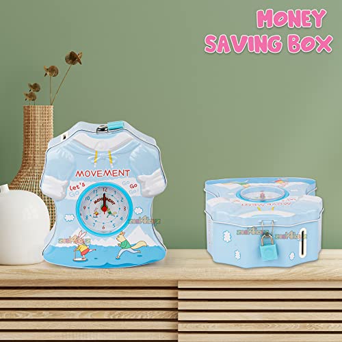 Image of Zest 4 Toyz Money Bank for Kids 2 in 1 Metal Piggy Bank with Lock N Key Table Alarm Clock for Kids Money Saving Box Gullak Money Box Coin Bank Cash Box Birthday Gift Toy Age 3+