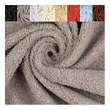 Fabrics-City grigio tessuto pelliccia artificiale in peluche effetto teddy agnello, ecopelliccia, ideale per moda, cucito, costumi e accessori, morbido caldo, 2716