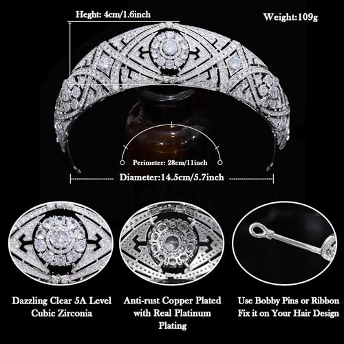 Tiara de circonitas cúbicas para mujer ideal en bodas y tocados de novia HG003 2