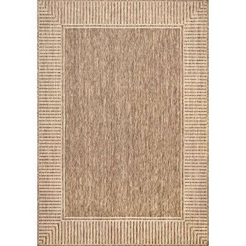 Image of nuLOOM Asha Light Brown Bordered Indoor /Outdoor Area Rug, 5' x 8'