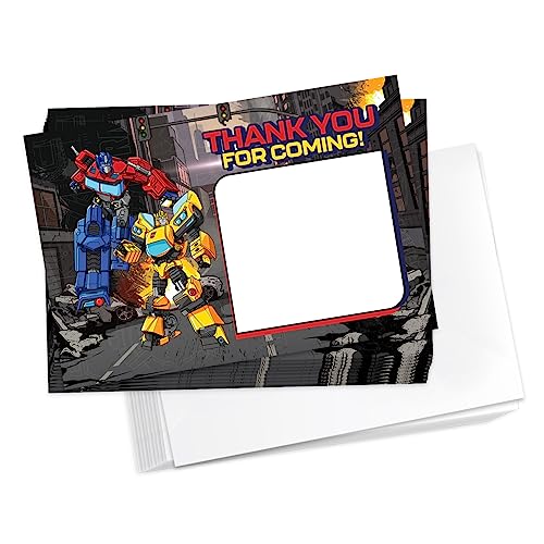 Cartes de remerciement Transformers avec enveloppes pour anniversaire enfant