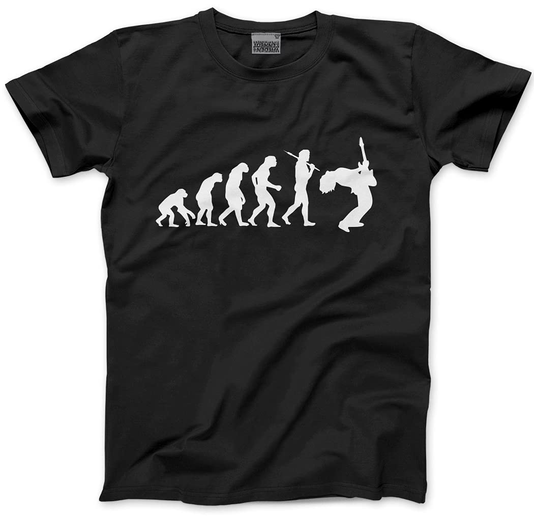Hotscamp Men's Black Evolution Of A Guitarist Unisex T-Shirt - Small