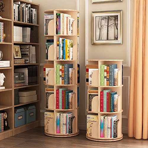 Intexca Rotating Bookshelf, 360° Solid Wood Rotating Stackable Shelves Bookshelf Organizer for Home, Bedroom, Office (5 Tier) by INTEXCA & DESIGN - Image 4