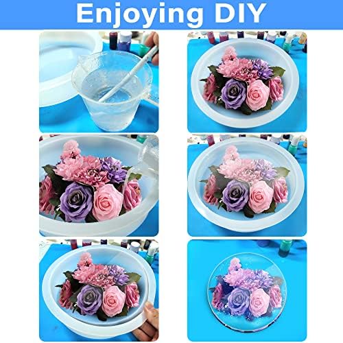 2 Pcs Large Resin Moulds, FineGood Resin Moulds Silicone Round Hexagon Epoxy Resin Moulds Deep Silicone Moulds for Resin Bookends Weeding Flower Preservation